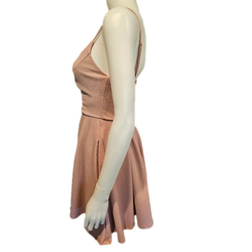 B Darling Pleated Sleeveless Pink Fit And Flare Mini Dress Size 1-2 - Picture 3 of 11